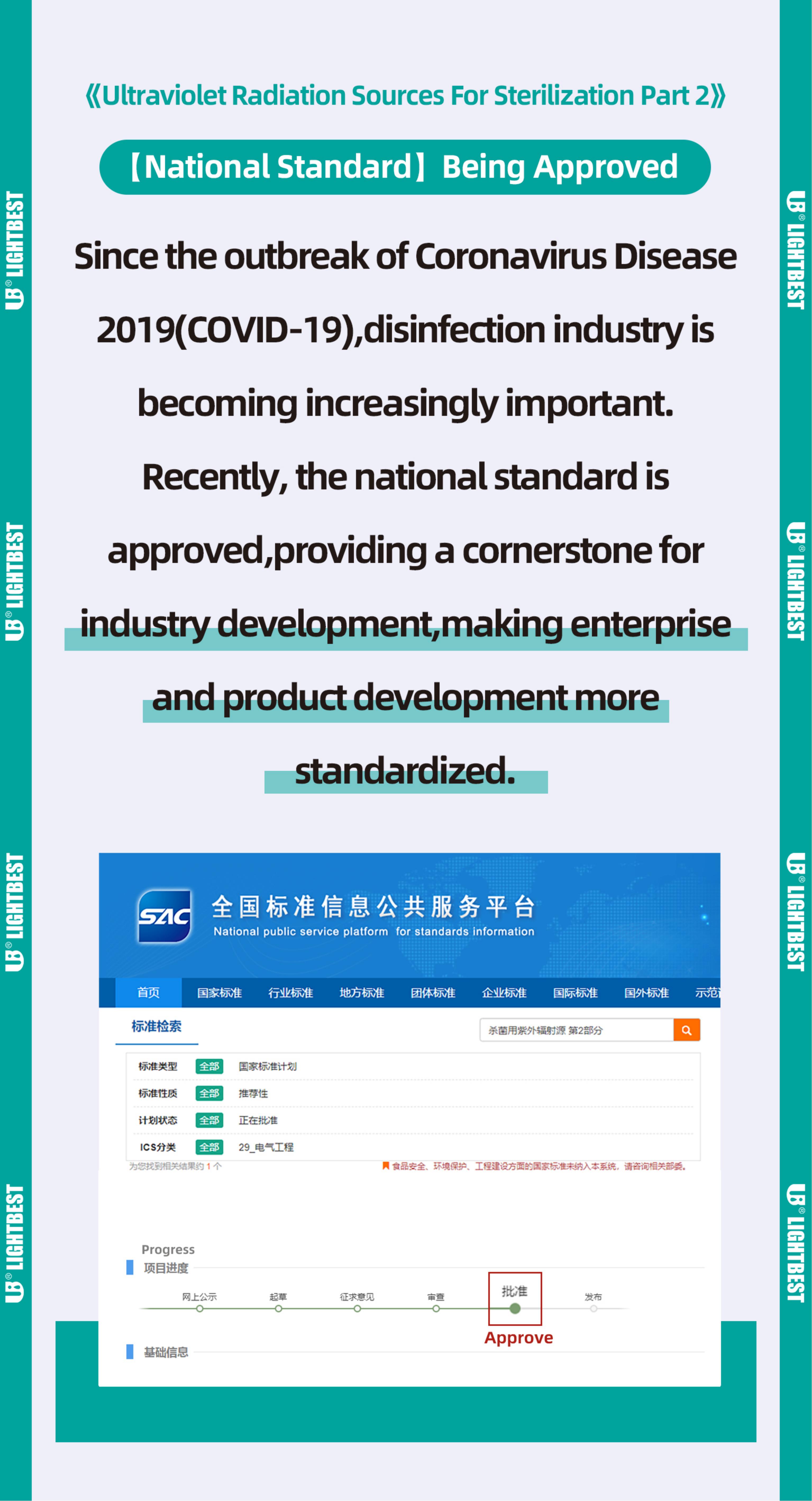 The Chinese national standard “Ultraviolet radiation sources for sterilization – Part 2″ is about to be implemented